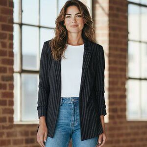 KUT From the Kloth Knit Pinstripe Blazer 2 Pocket S(2-4) Black #156P